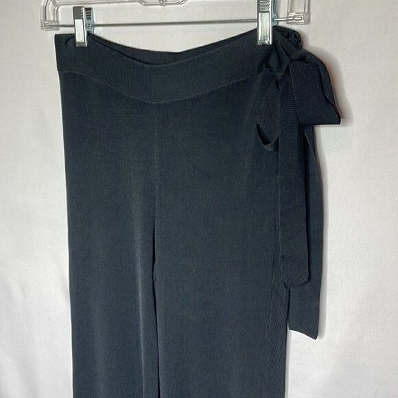 Herve Leger Paris Rayon Long Side Tie Black Pants. Size Medium. NWT. - Picture 2 of 11